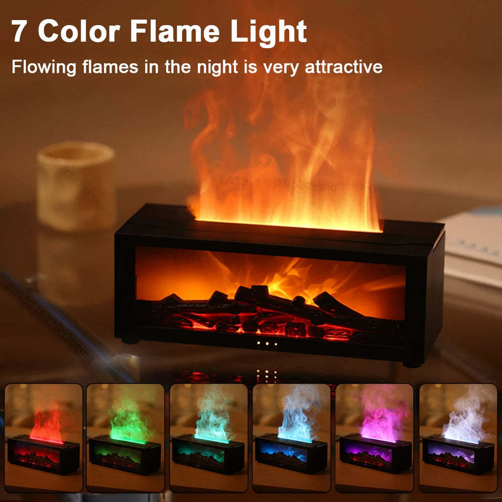 New Flame Aromatherapy Machine Colorful Essential Oil Diffuser Home Large Fog Volume Flame Humidifier 3D Flame Fireplace Machine - Image 7